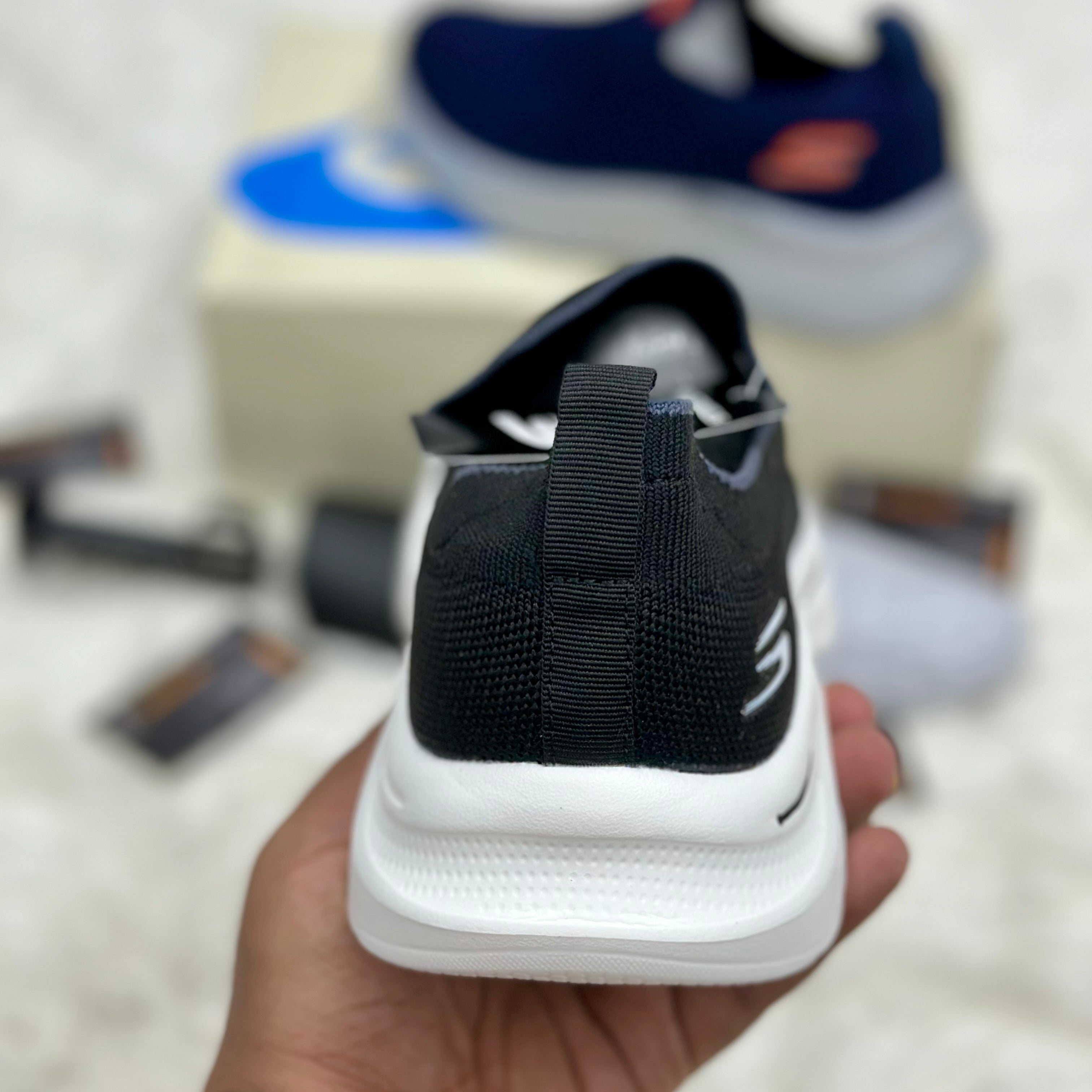 Skechers Slip-Ins Max Cushioning — Black/White.