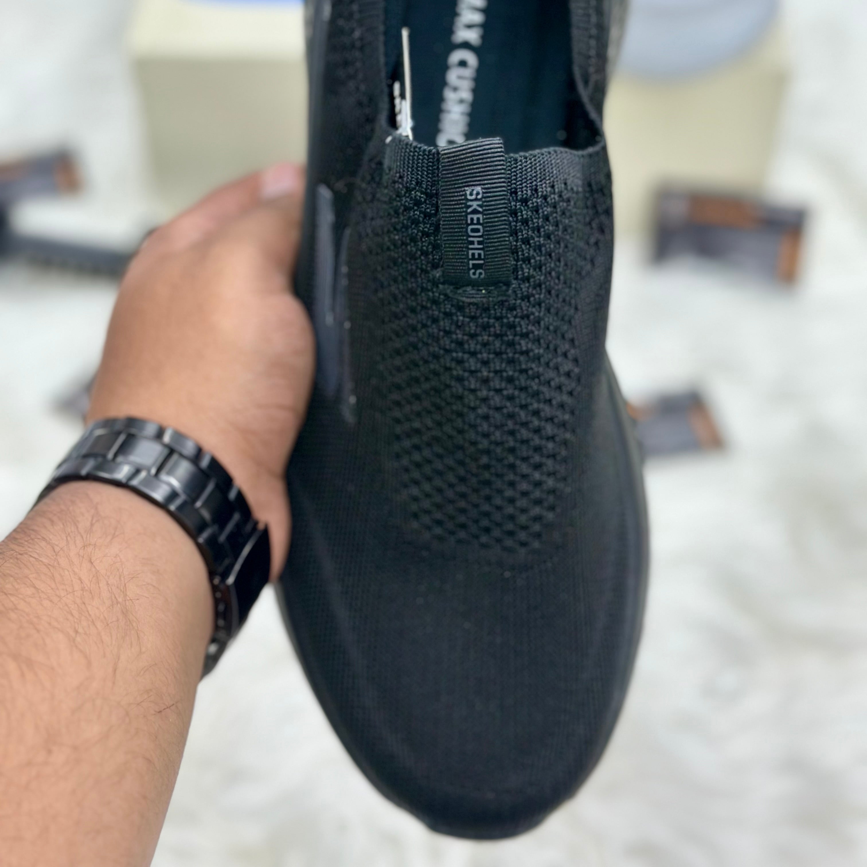Skechers Go Walk Hyper Burst Slip-Ins — Triple Black.