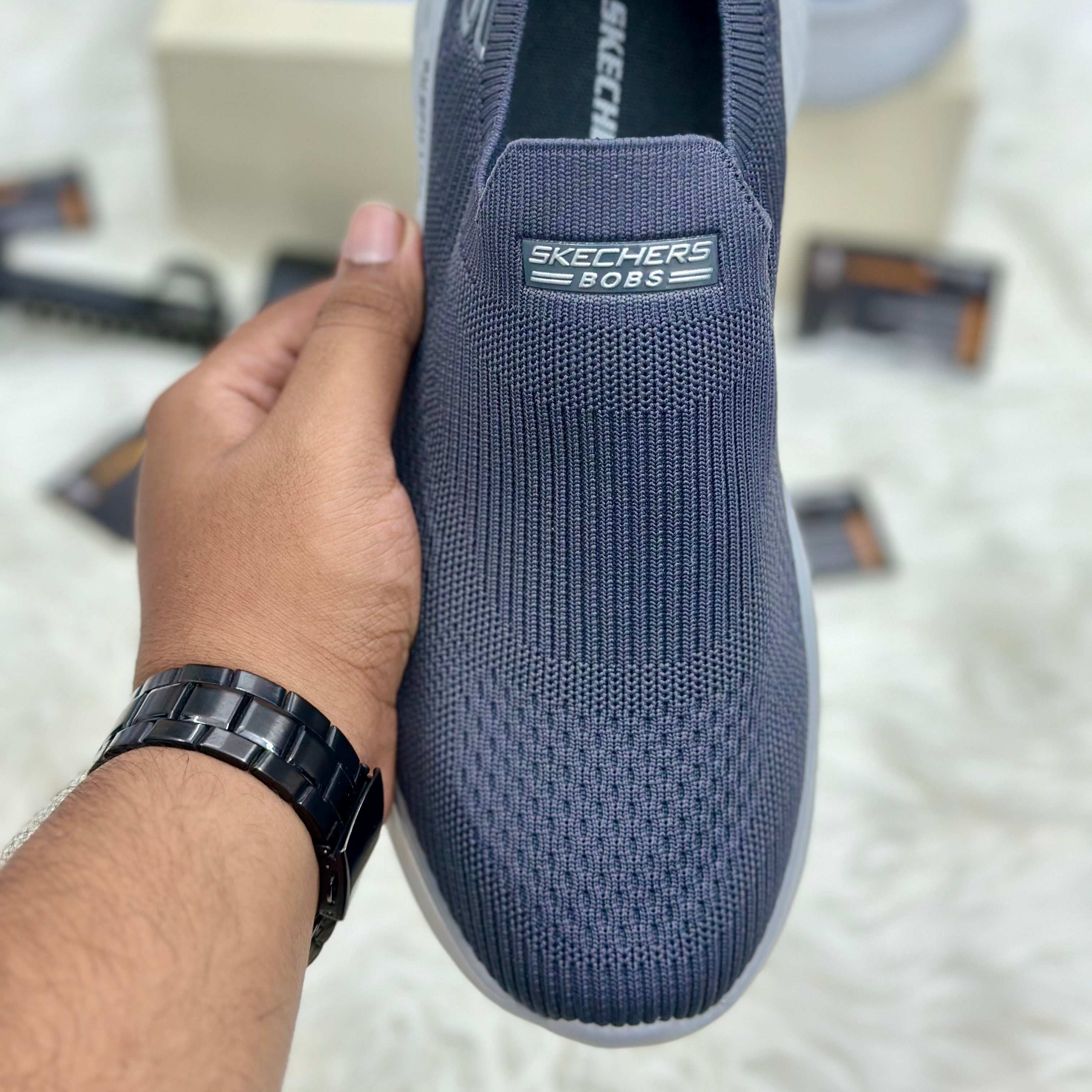 Skechers BOBS Sport Skech-Lite Slip-On — Grey/White.