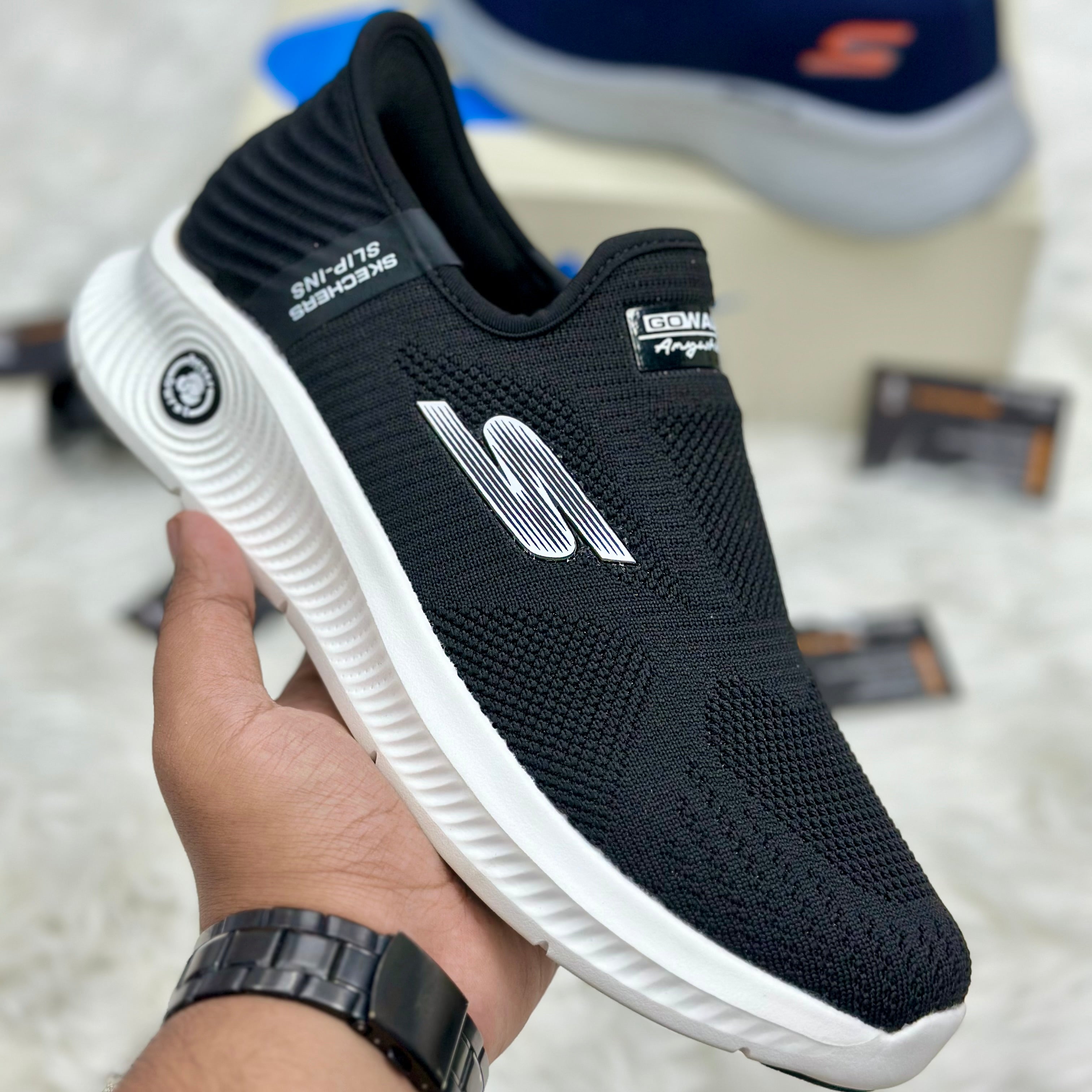 Skechers Go Walk Arch Fit Slip-Ins — Black/White.