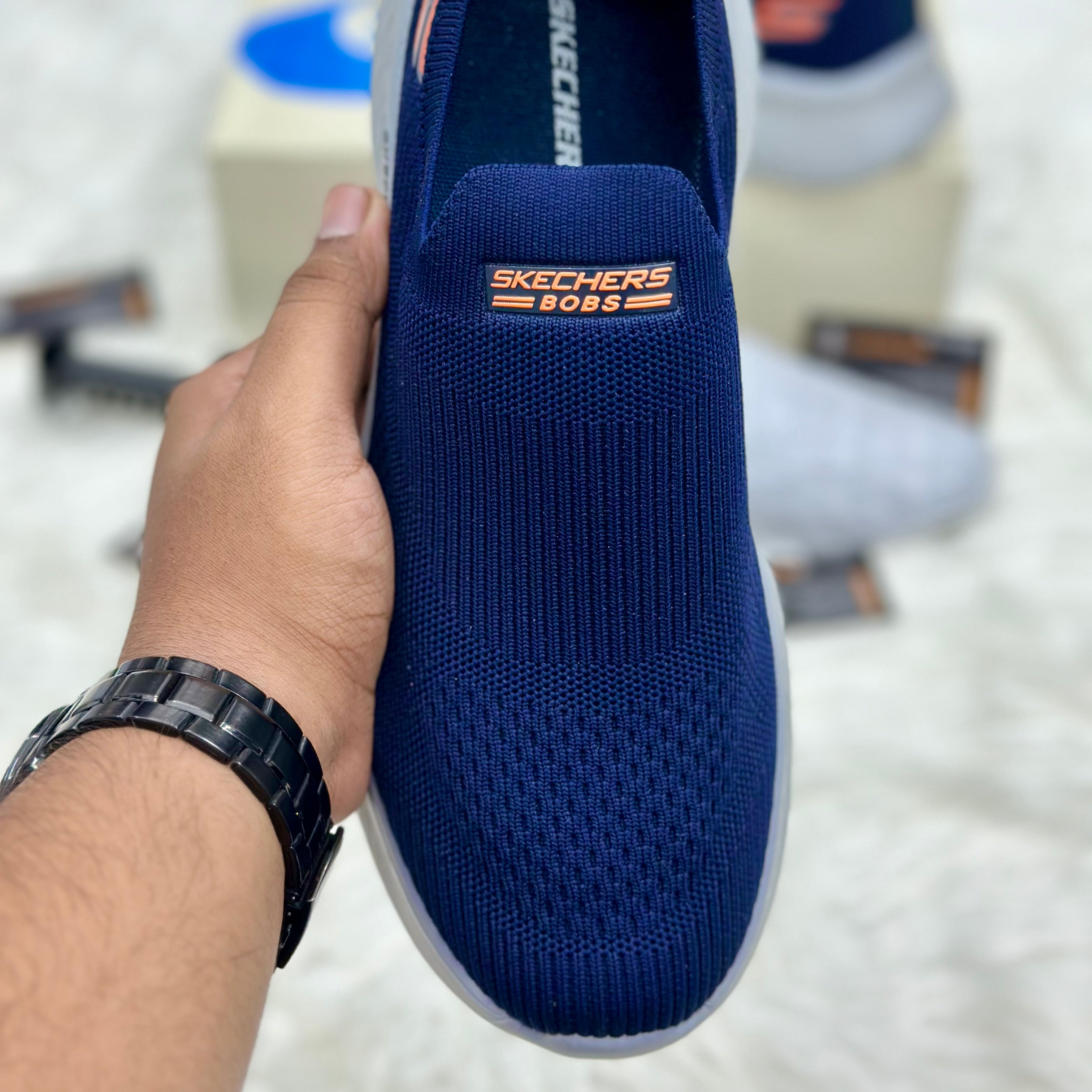 Skechers BOBS Sport Skech-Lite Slip-On — Navy/White.