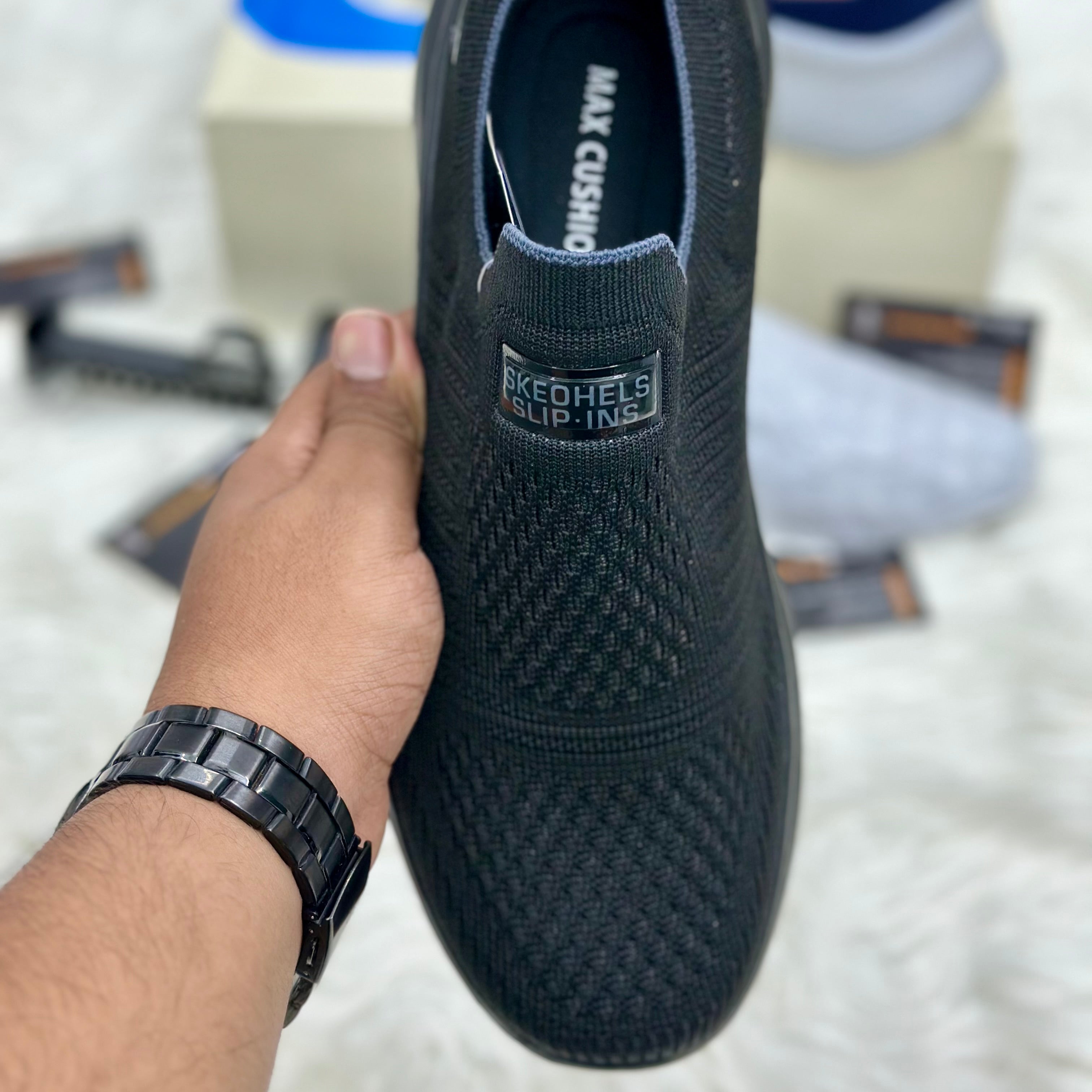 Skechers Slip-Ins Max Cushioning — Triple Black.