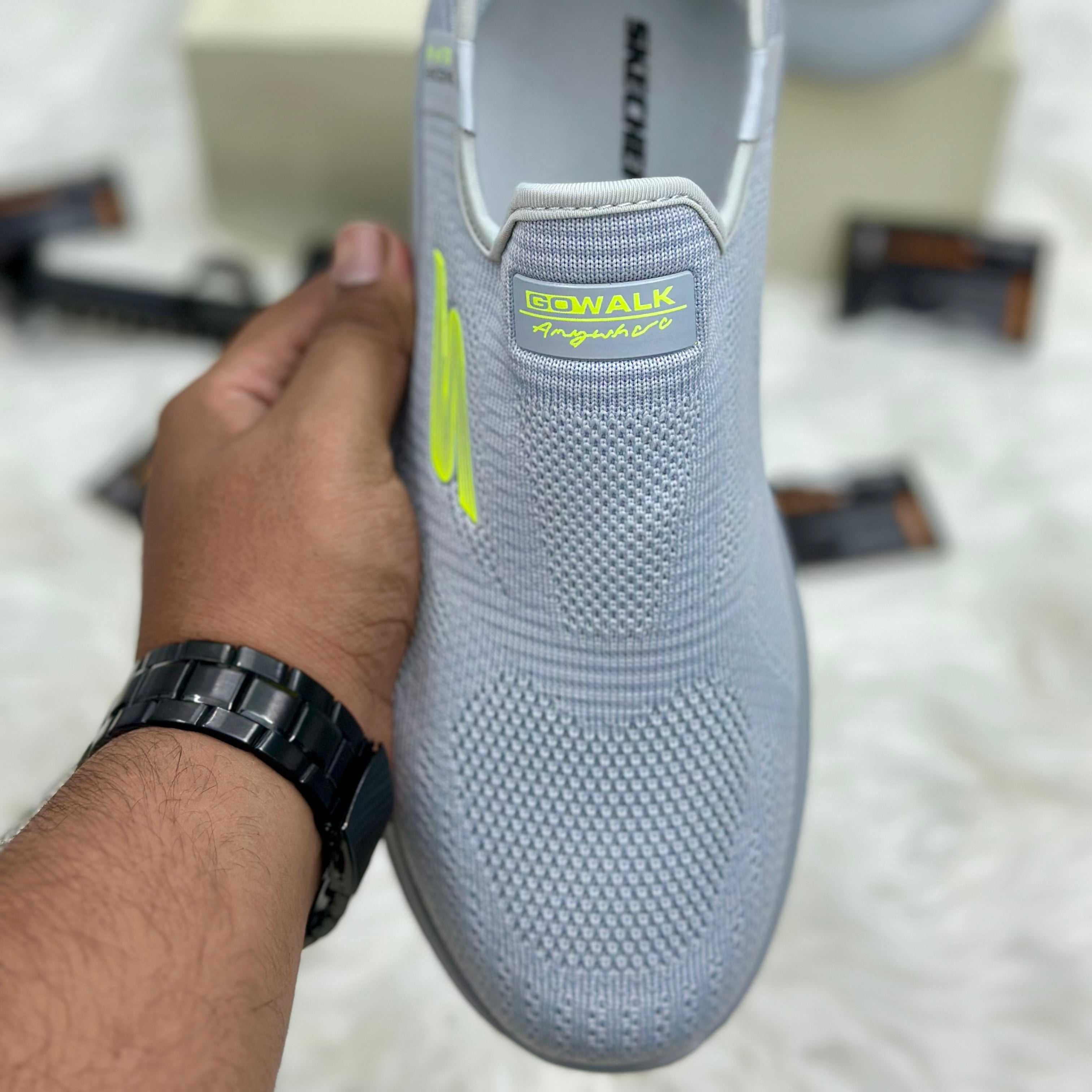 Skechers Go Walk Arch Fit Slip-Ins — Grey/Neon.