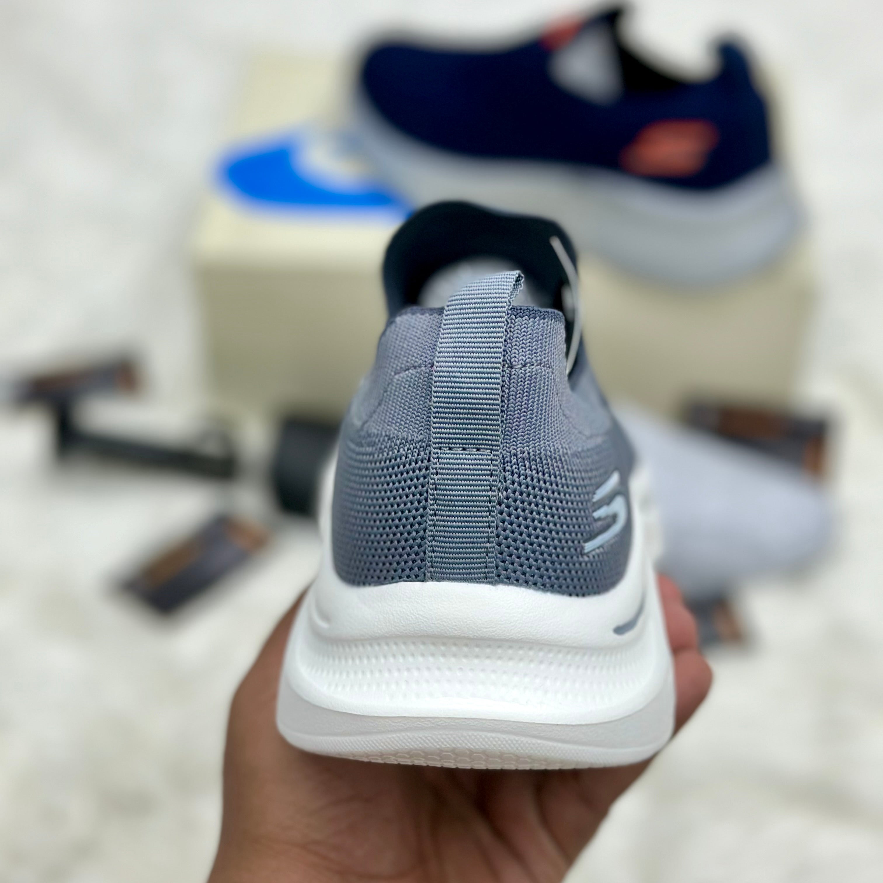 Skechers Slip-Ins Max Cushioning — Grey/White.