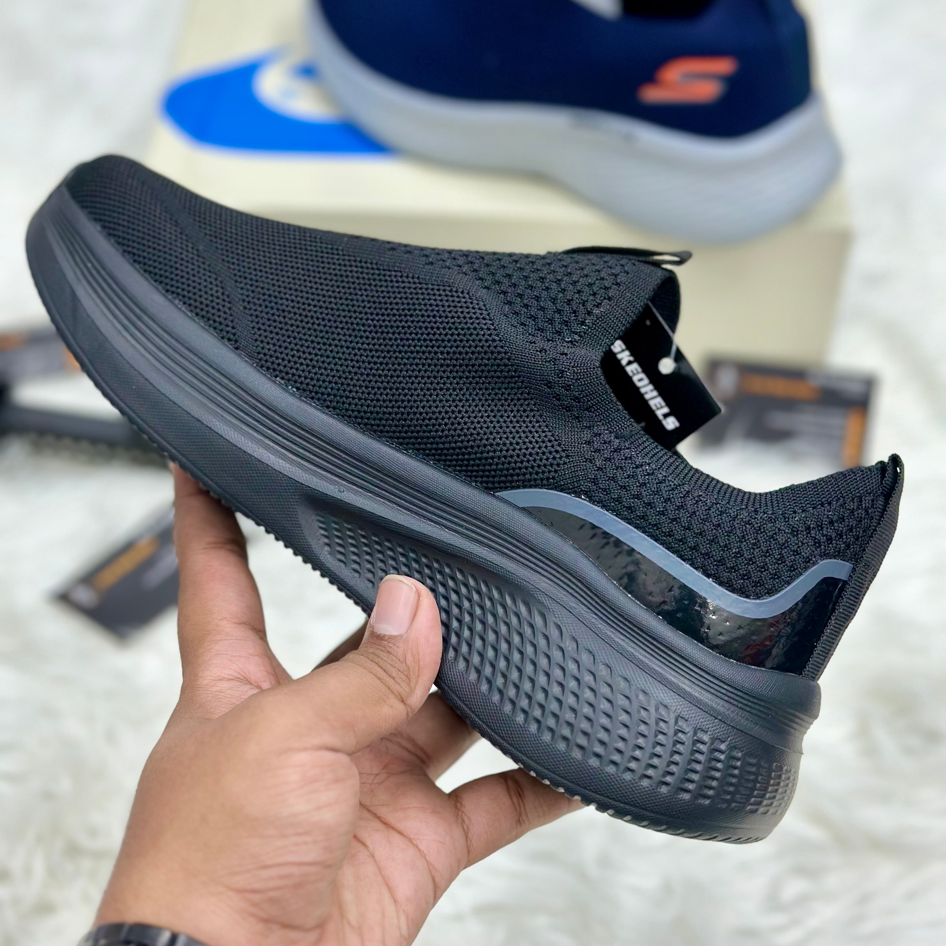 Skechers Go Walk Hyper Burst Slip-Ins — Triple Black.