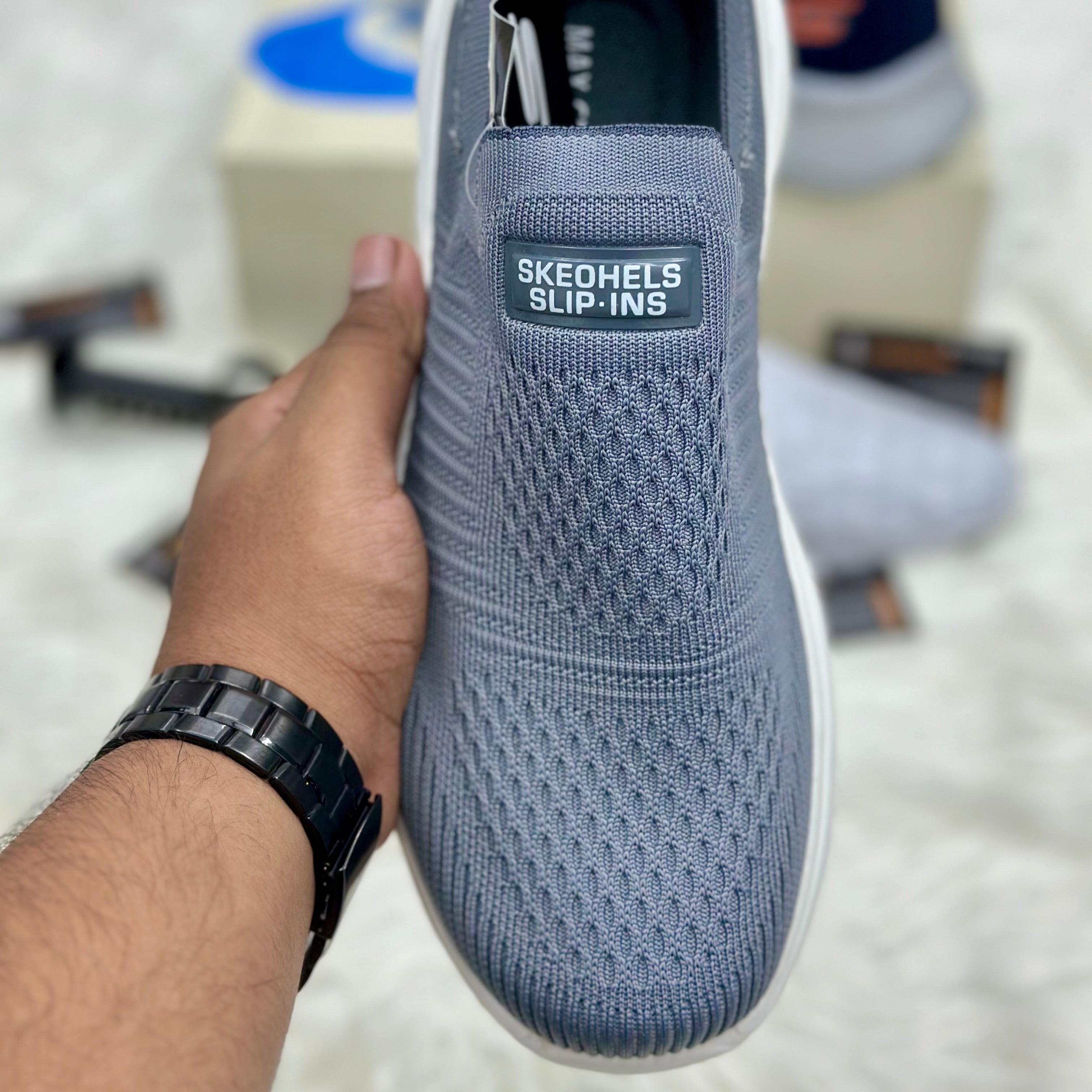 Skechers Slip-Ins Max Cushioning — Grey/White.