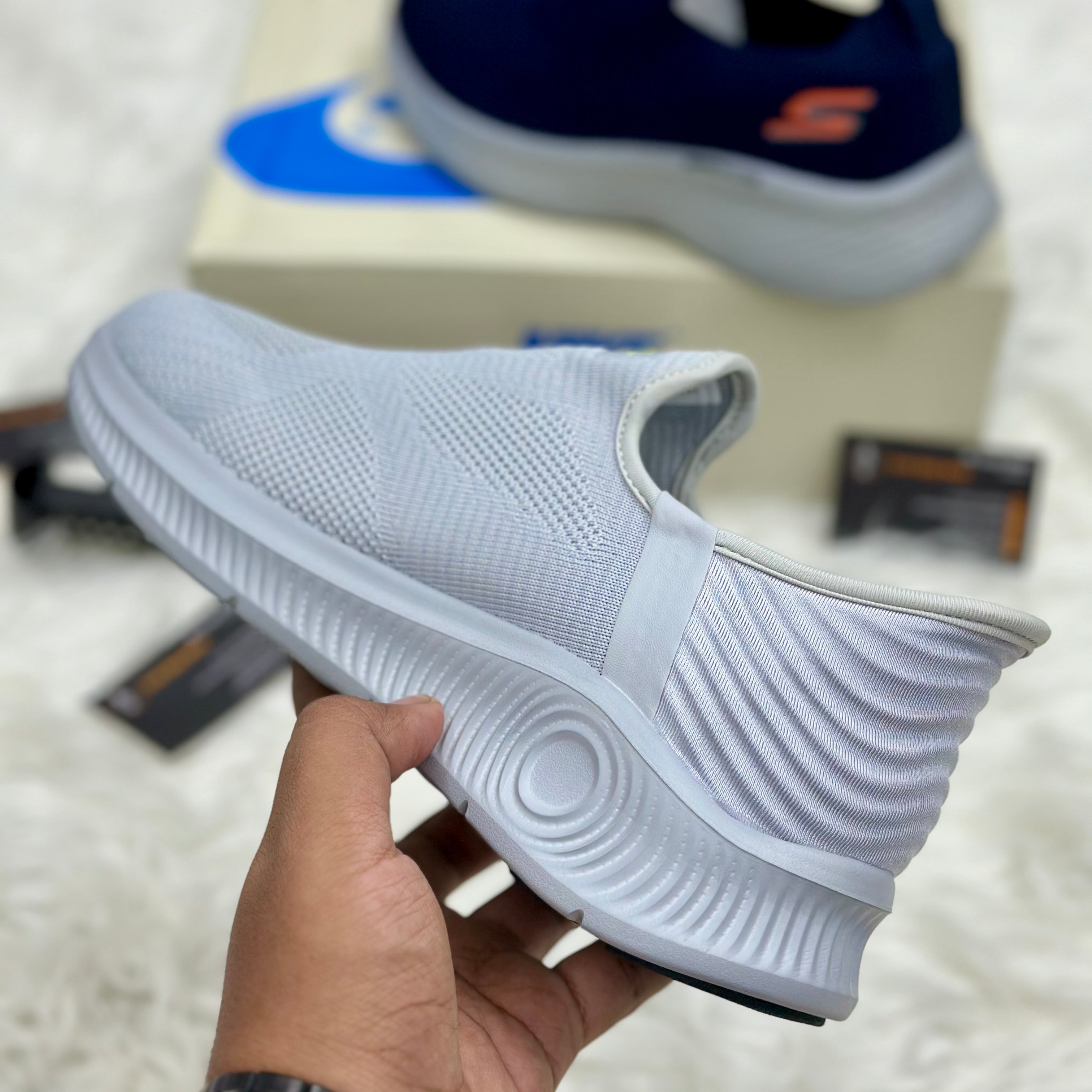 Skechers Go Walk Arch Fit Slip-Ins — Grey/Neon.